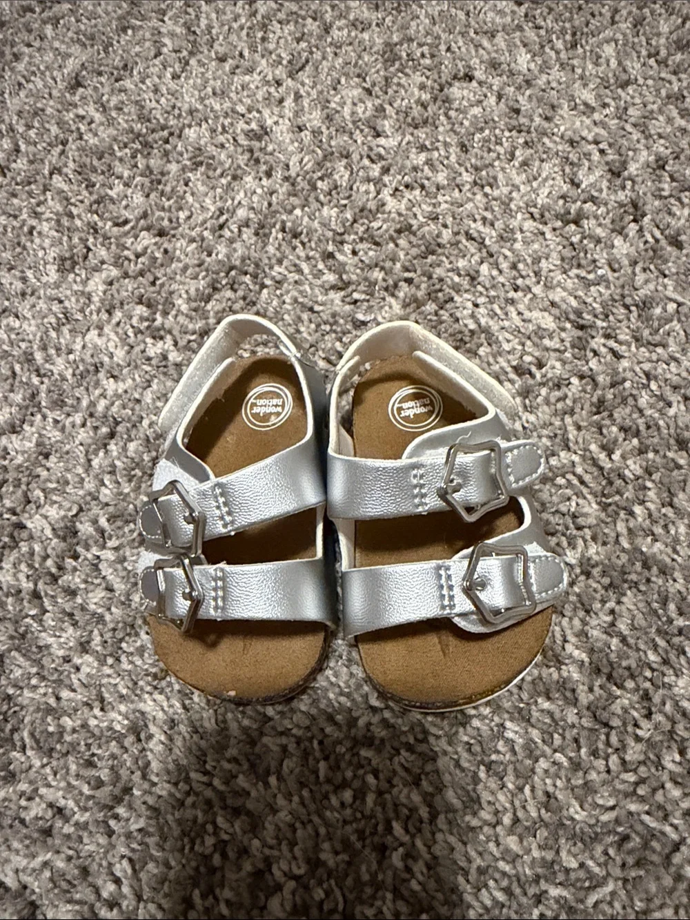 Metallic Silver Double-Strap Kids Sandals